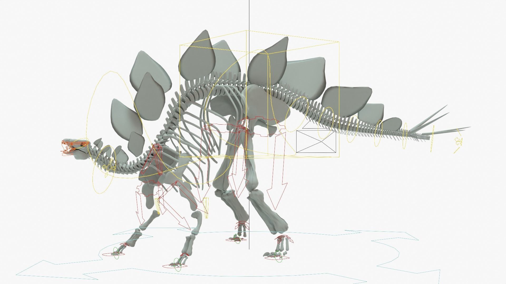 Stegosaurus Rigged Skeleton Low-poly 3D model_19