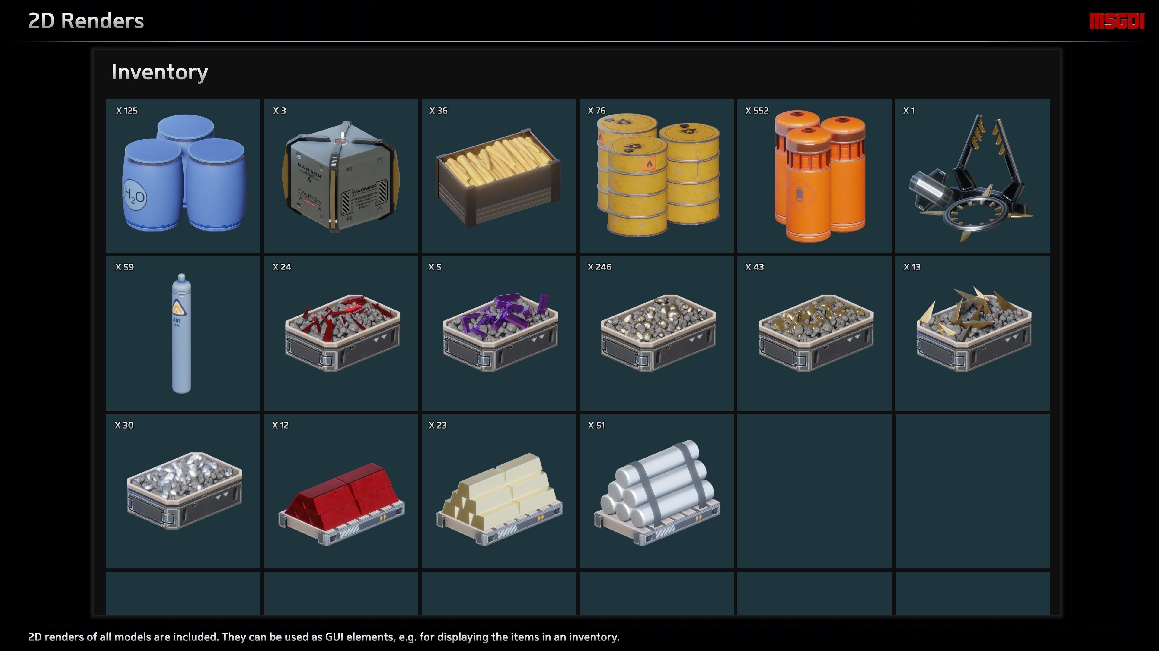 Scifi Commodities Trade Goods Loot Collection Low-poly 3D model_15