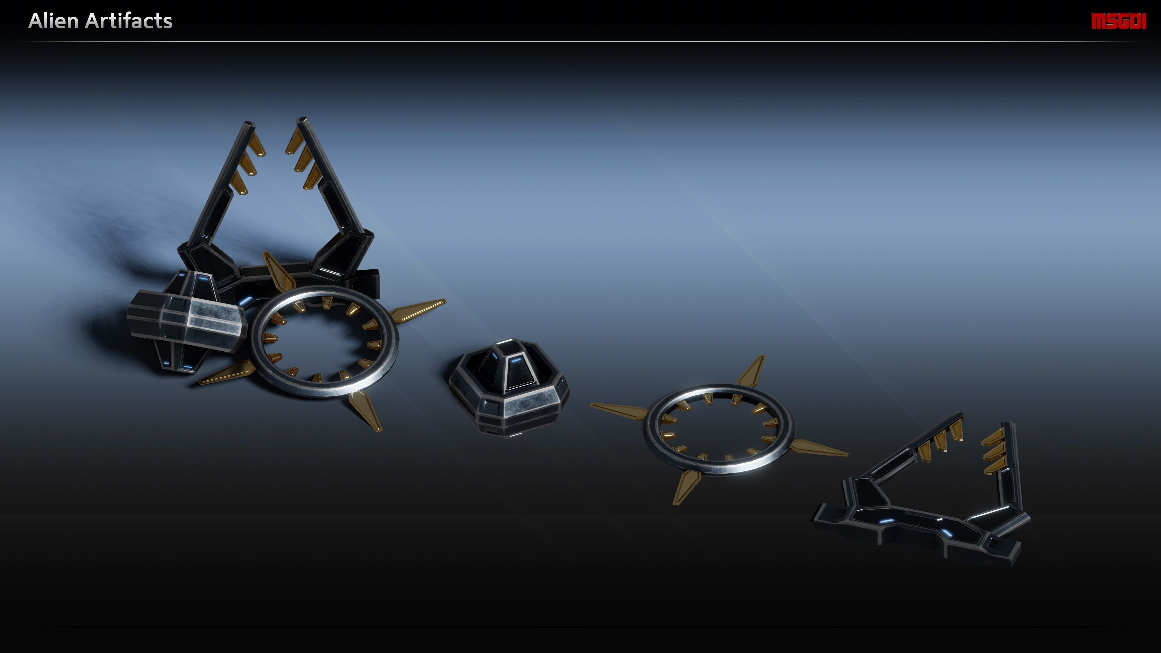 Scifi Commodities Trade Goods Loot Collection Low-poly 3D model_12