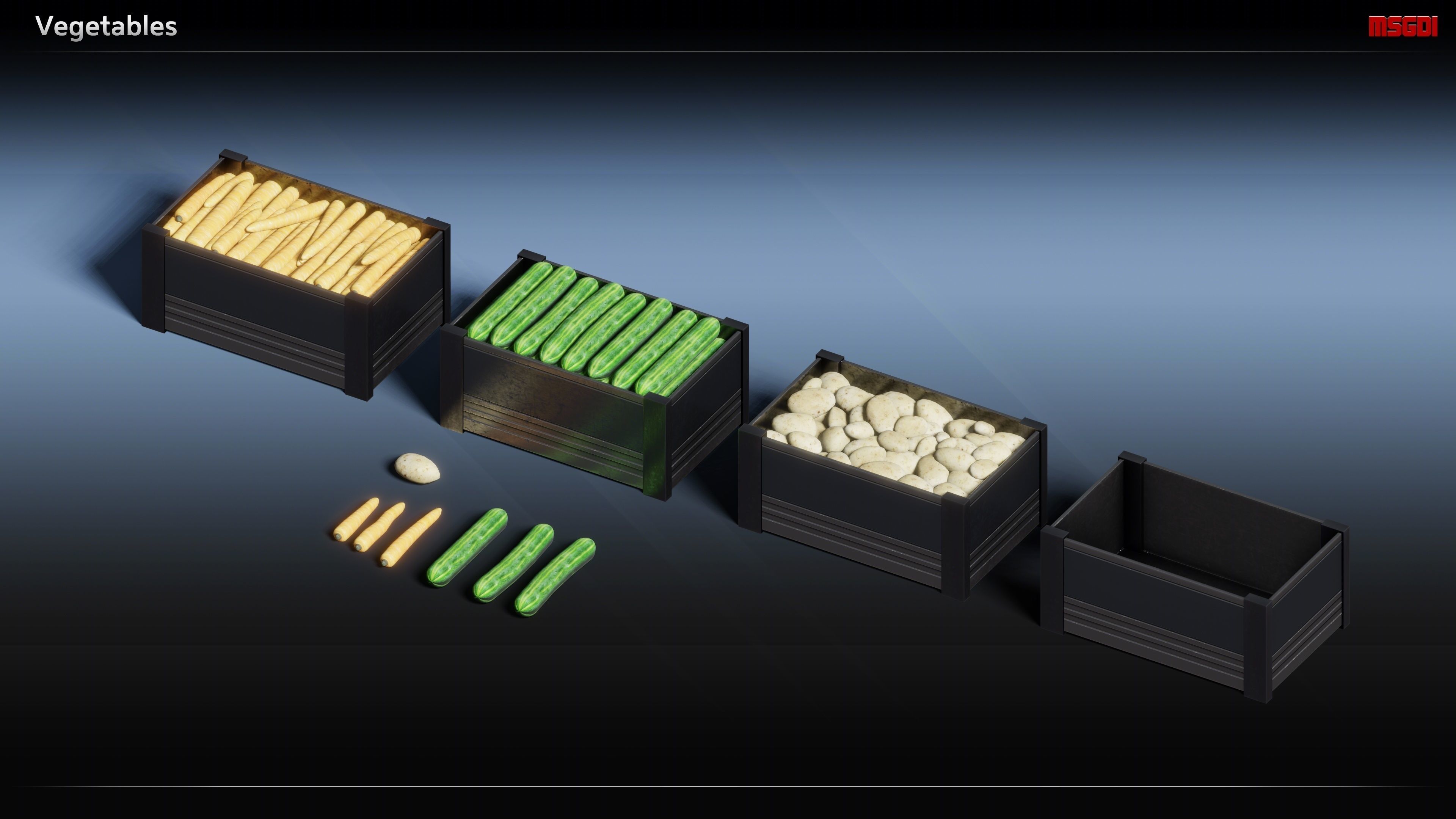 Scifi Commodities Trade Goods Loot Collection Low-poly 3D model_10