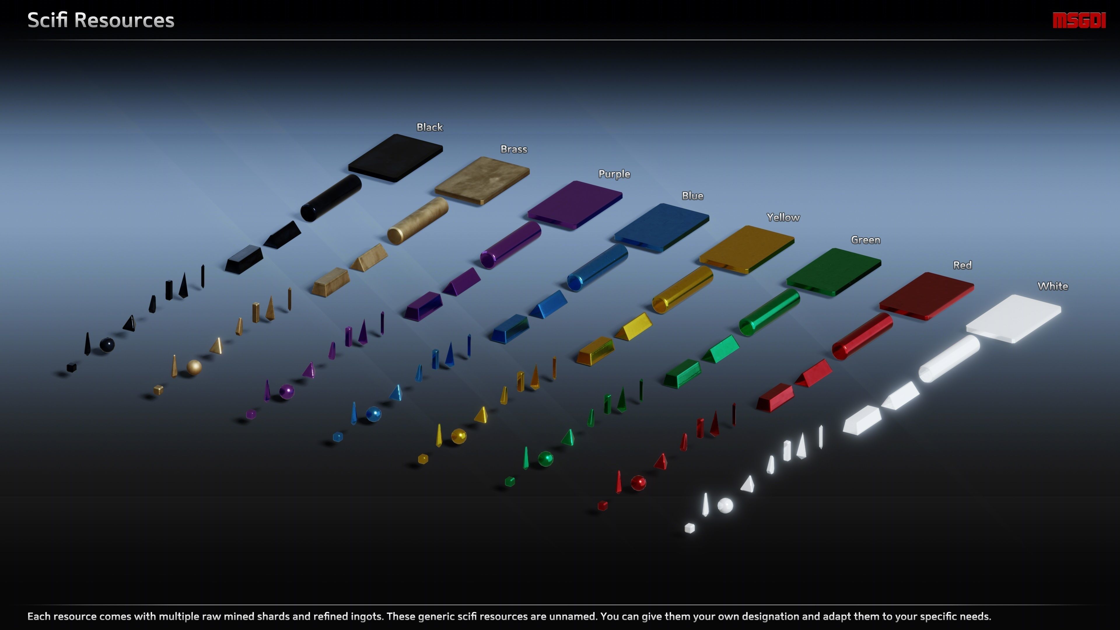 Scifi Commodities Trade Goods Loot Collection Low-poly 3D model_2