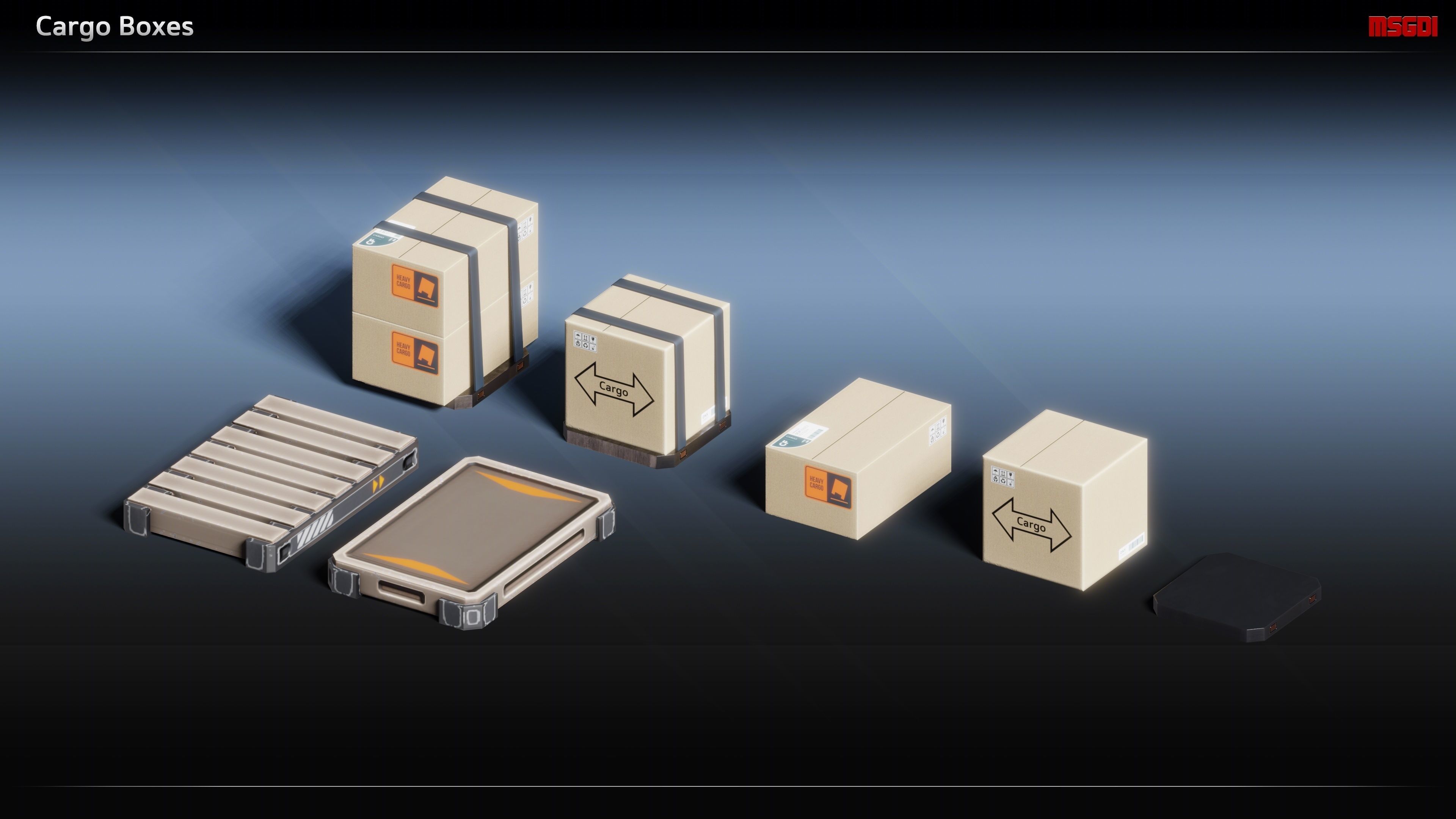 Scifi Commodities Trade Goods Loot Collection Low-poly 3D model_8