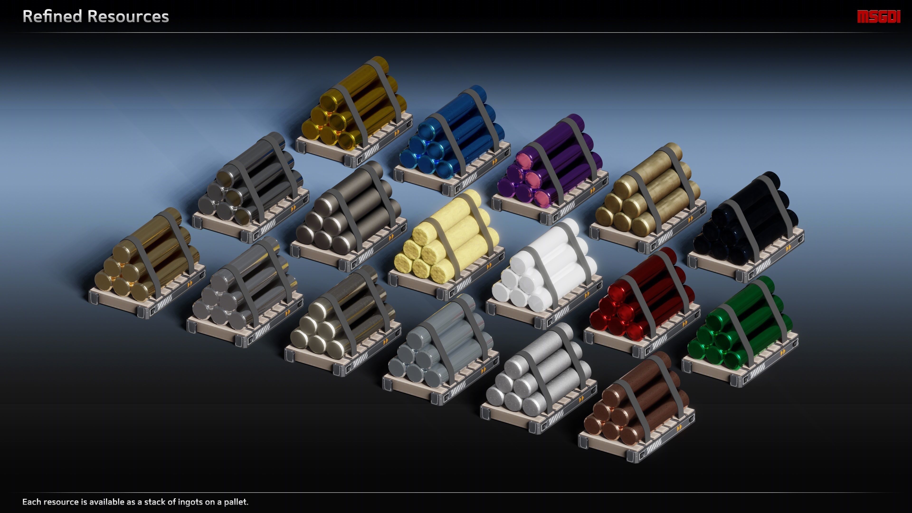 Scifi Commodities Trade Goods Loot Collection Low-poly 3D model_6