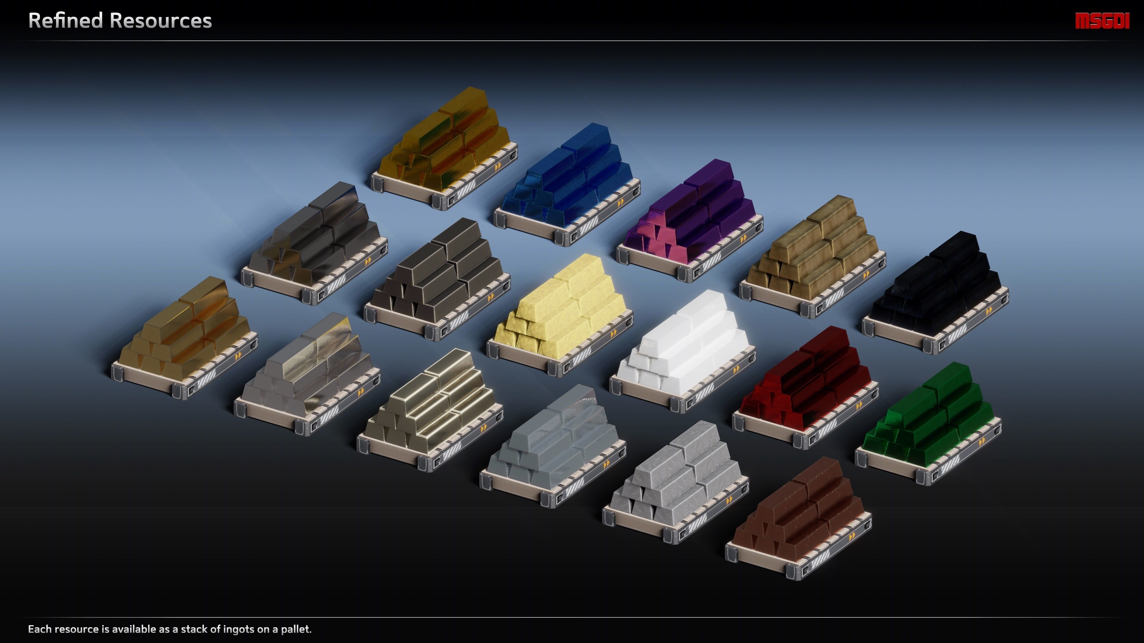 Scifi Commodities Trade Goods Loot Collection Low-poly 3D model_4