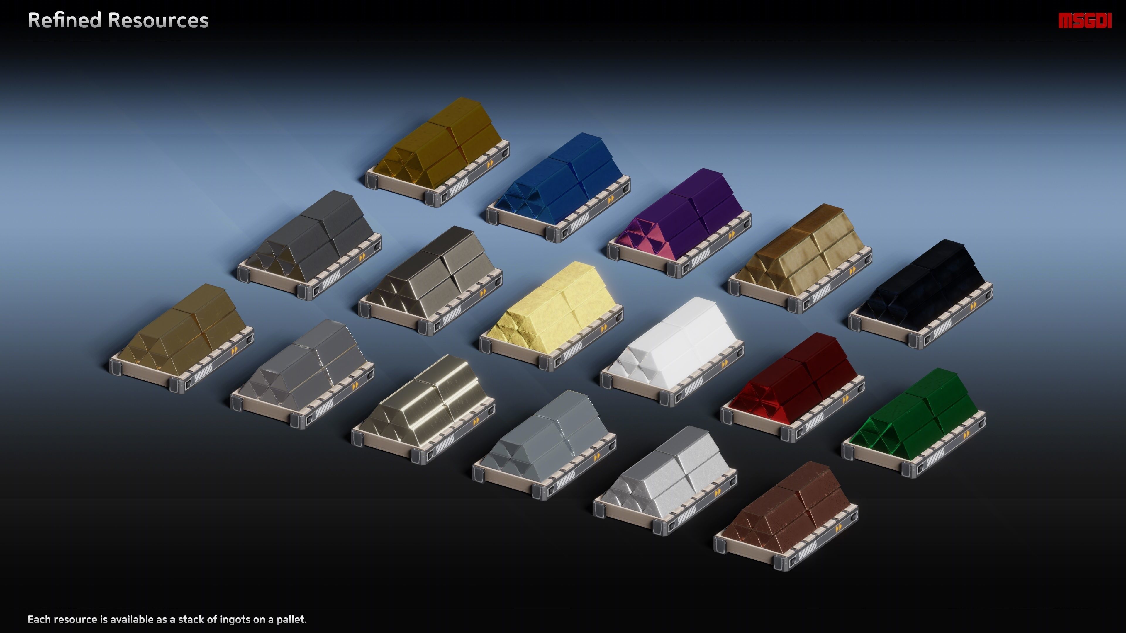 Scifi Commodities Trade Goods Loot Collection Low-poly 3D model_5