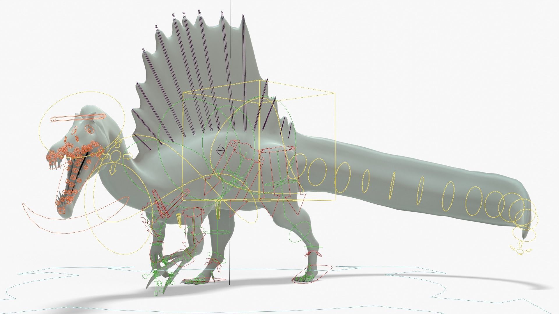 Spinosaurus Rigged Basemesh With Skeleton 3D Model Collection_24