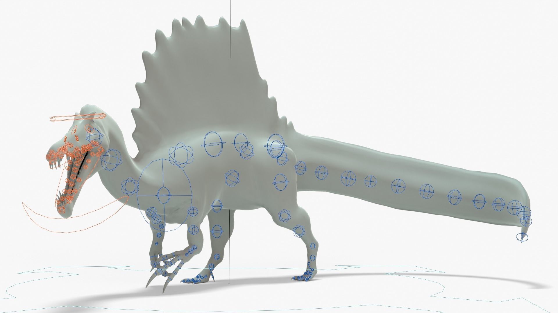 Spinosaurus Rigged Basemesh With Skeleton 3D Model Collection_23