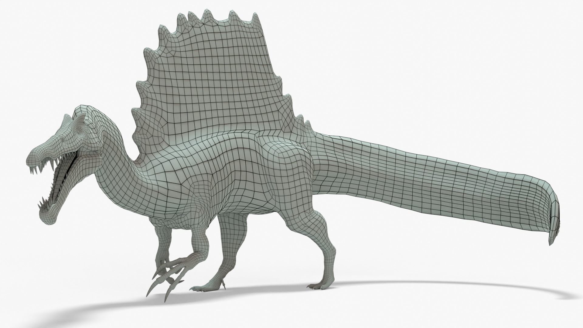 Spinosaurus Rigged Basemesh With Skeleton 3D Model Collection_3