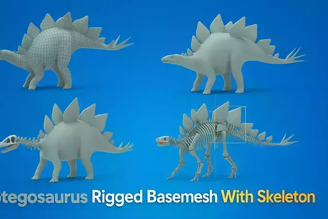 Stegosaurus Rigged Basemesh With Skeleton