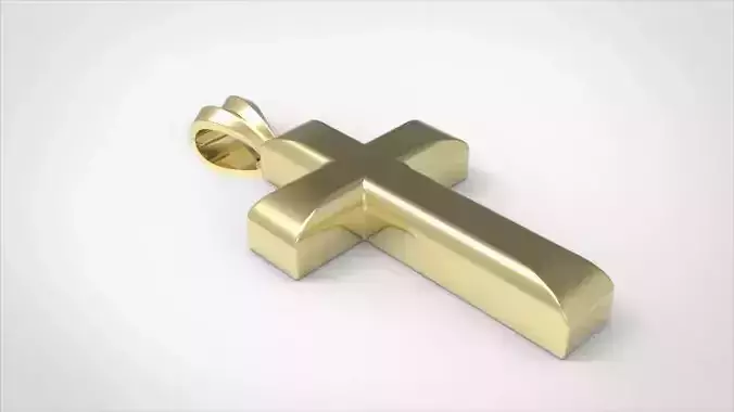 PLAIN BEVELED CROSS PENDANT CHRIST NECKLACE JEWELRY