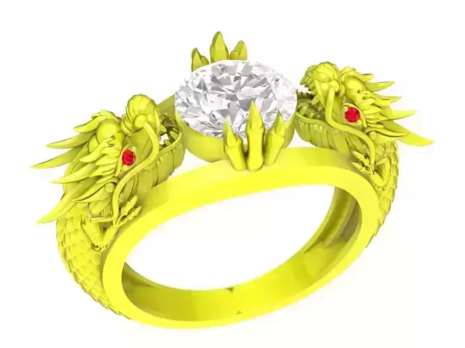 A4771 Luxury Diamond Chinese Dragon Men Ring 3D Model