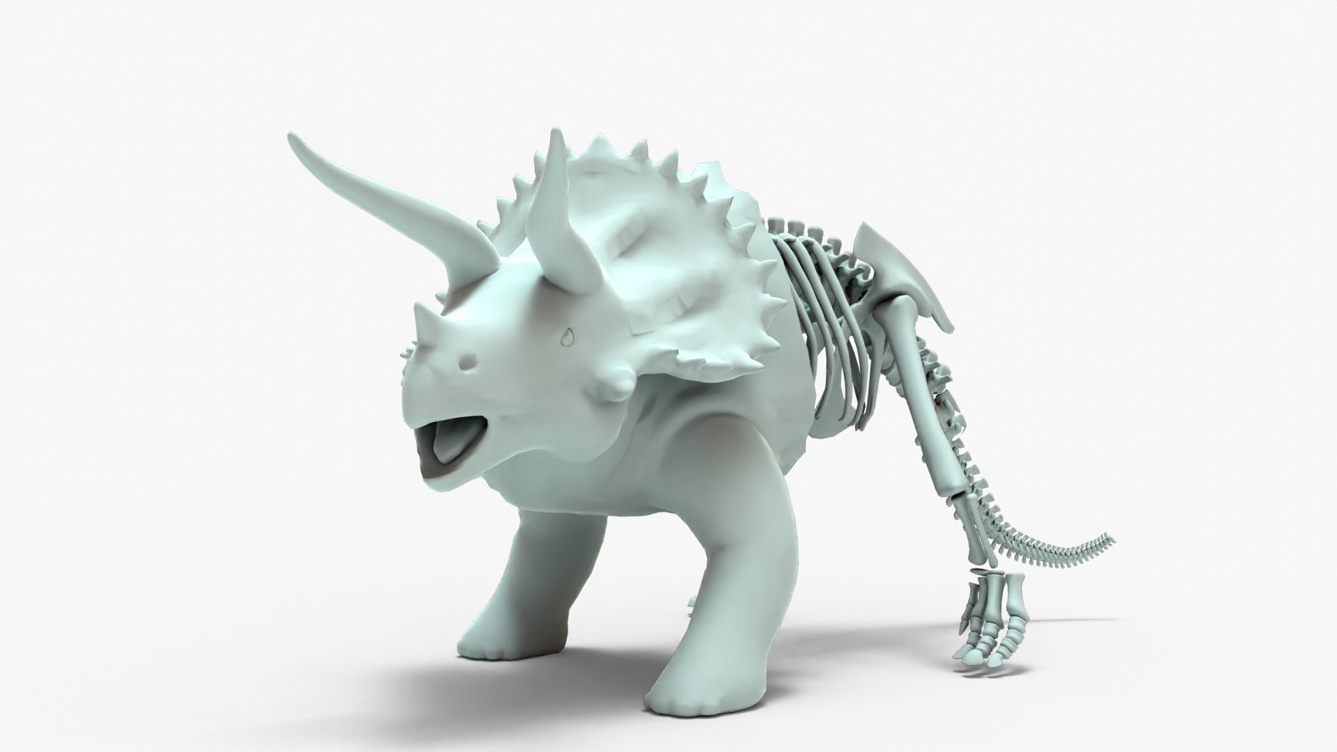 Triceratops Rigged Basemesh With Skeleton 3D Model Collection_3