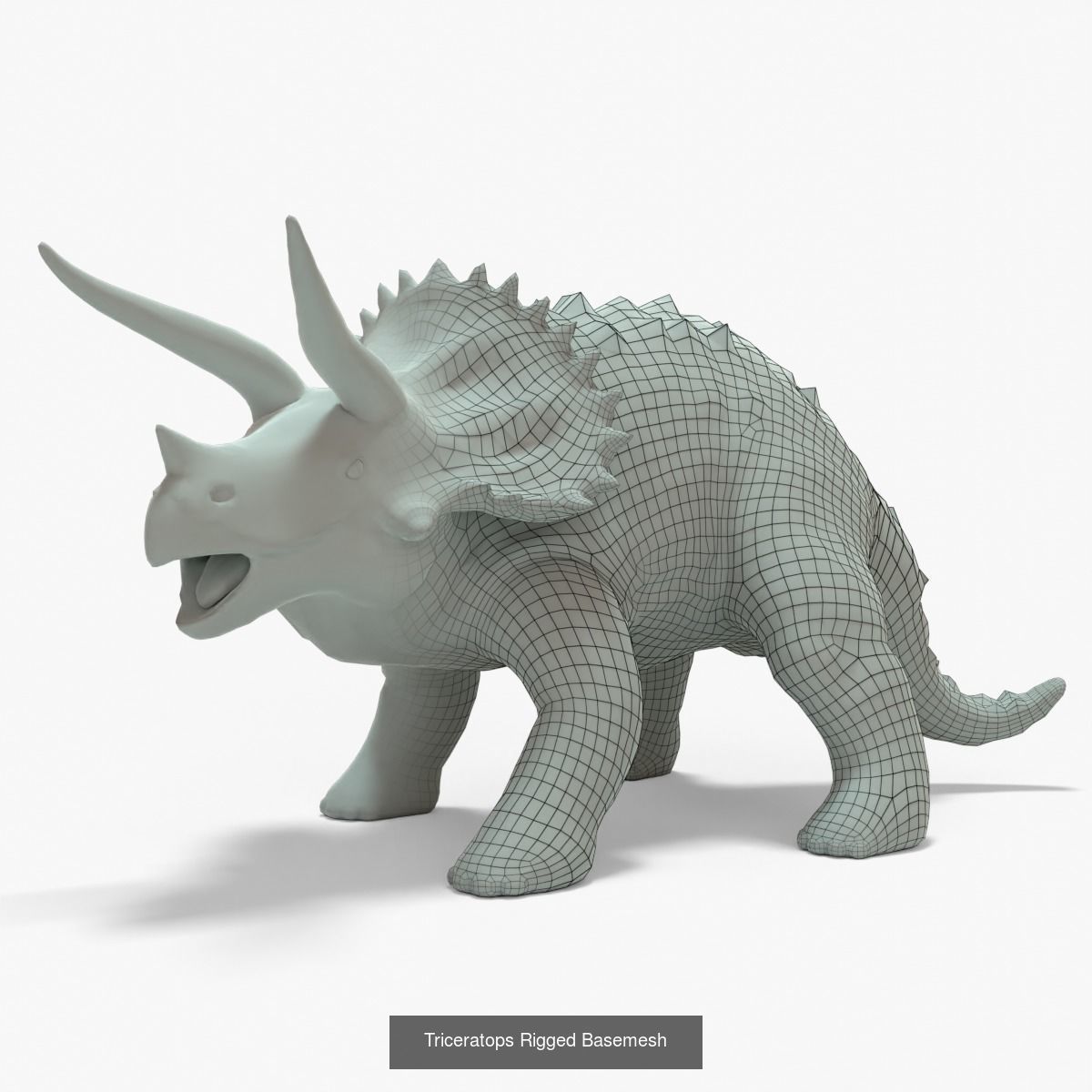 Triceratops Rigged Basemesh With Skeleton 3D Model Collection_4