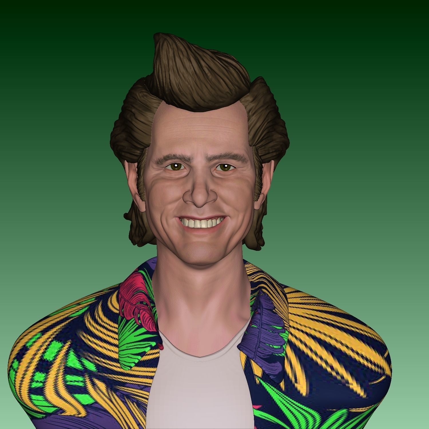 Jim Carrey Ace Ventura Normal and Smiling head  3D print model_1