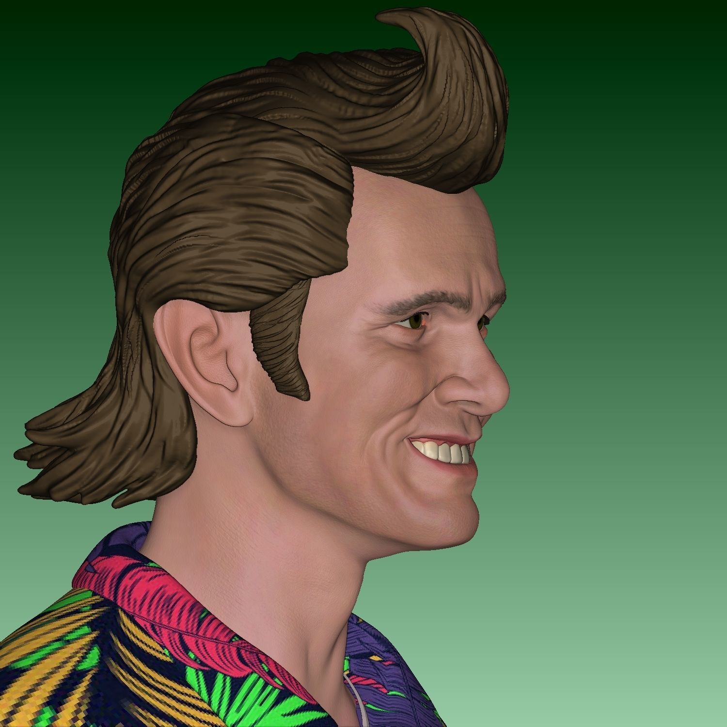 Jim Carrey Ace Ventura Normal and Smiling head  3D print model_2
