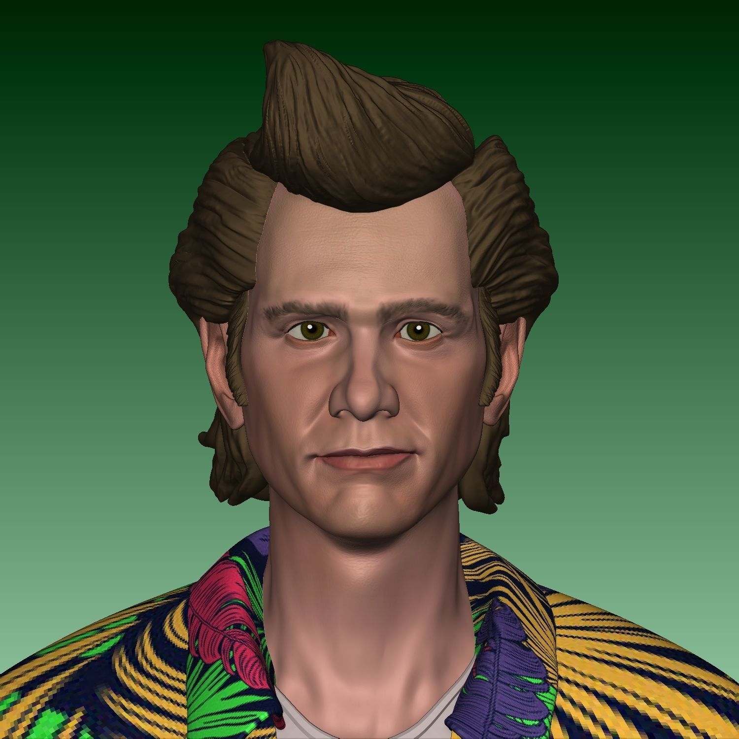 Jim Carrey Ace Ventura Normal and Smiling head  3D print model_3