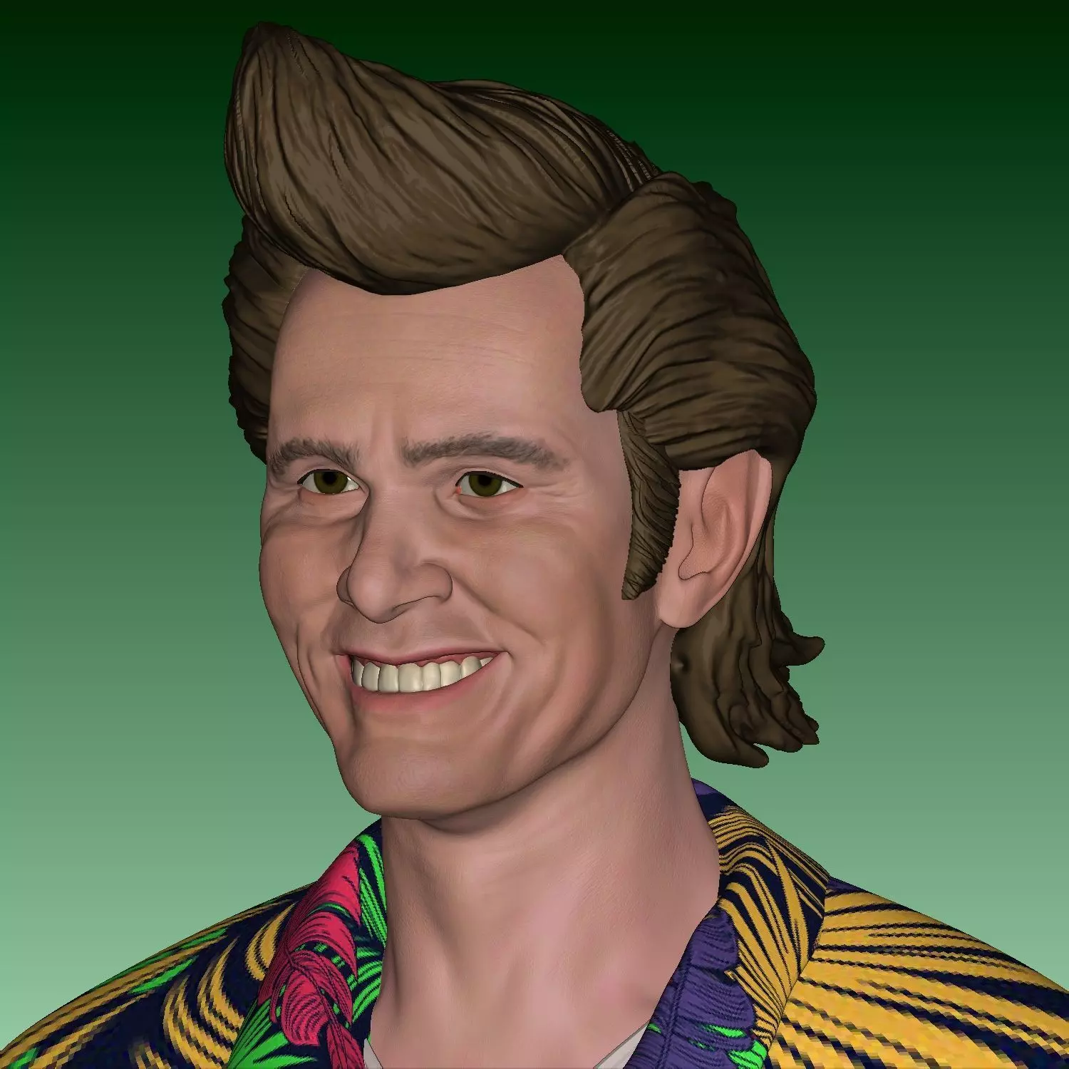 Jim Carrey Ace Ventura Normal and Smiling head  3D print model_0