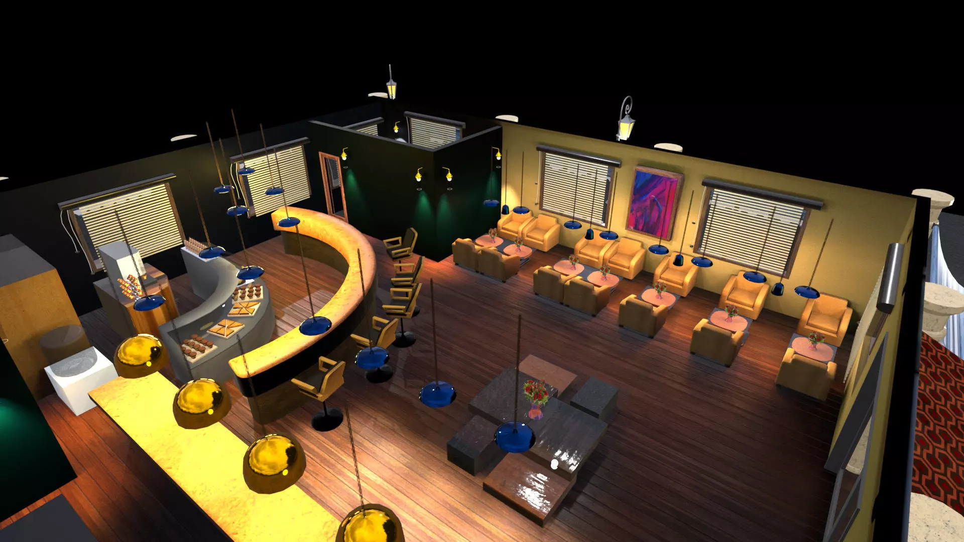 Coffee Shop 3D Model-PBR GameReady Lightmapped Optimized Low-poly 3D model_1