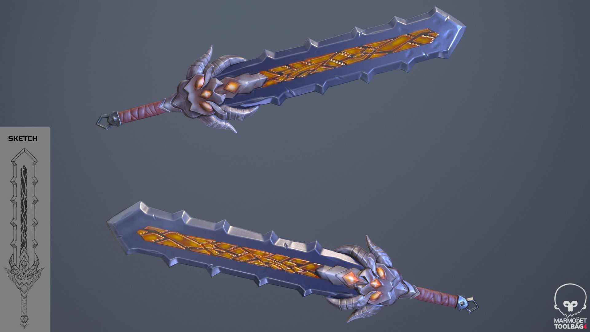 Melee Sword Low-poly 3D model_3