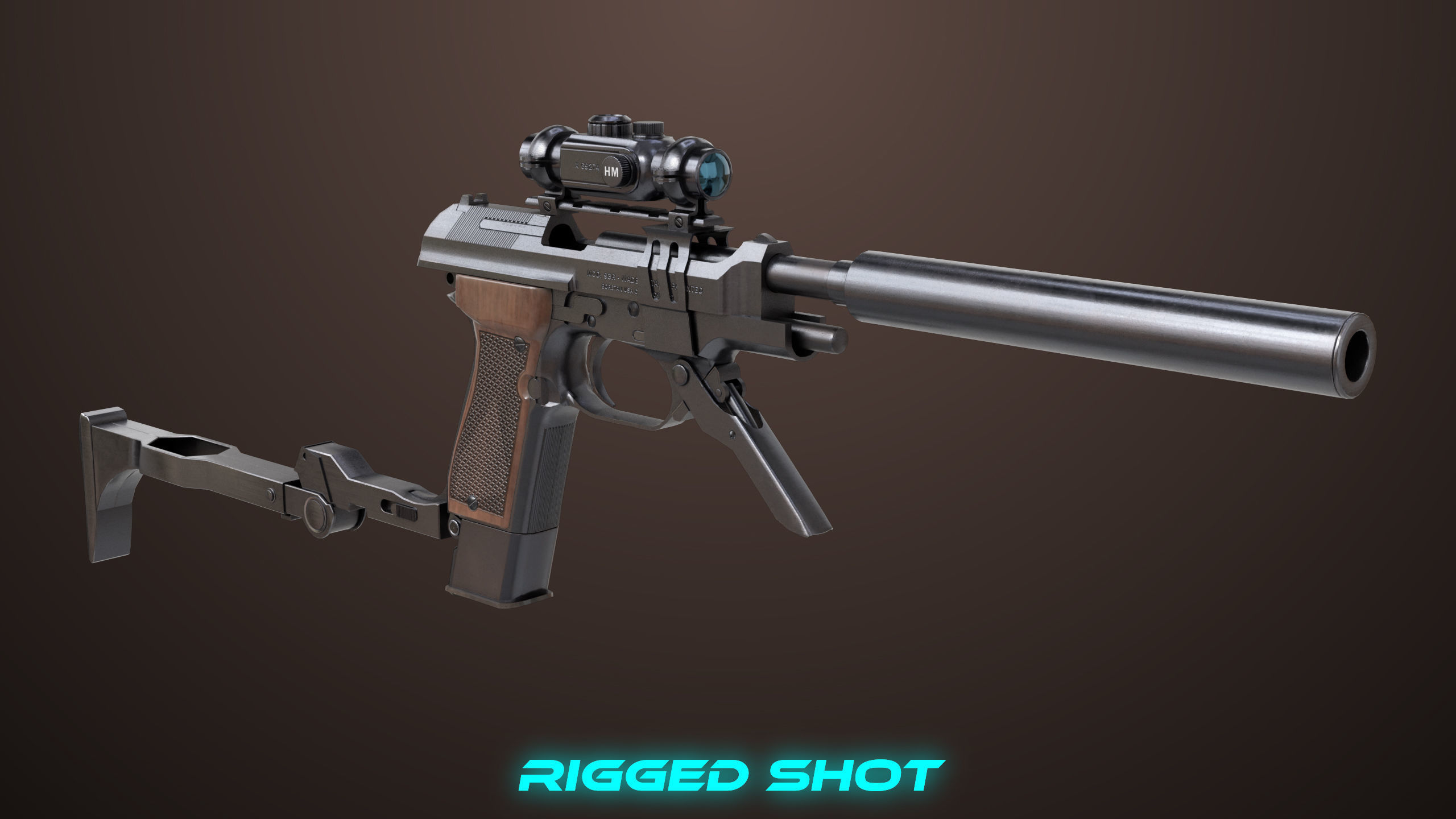 Pistol 08 Black Generic All PBR UE Textures Included Low-poly 3D model_28