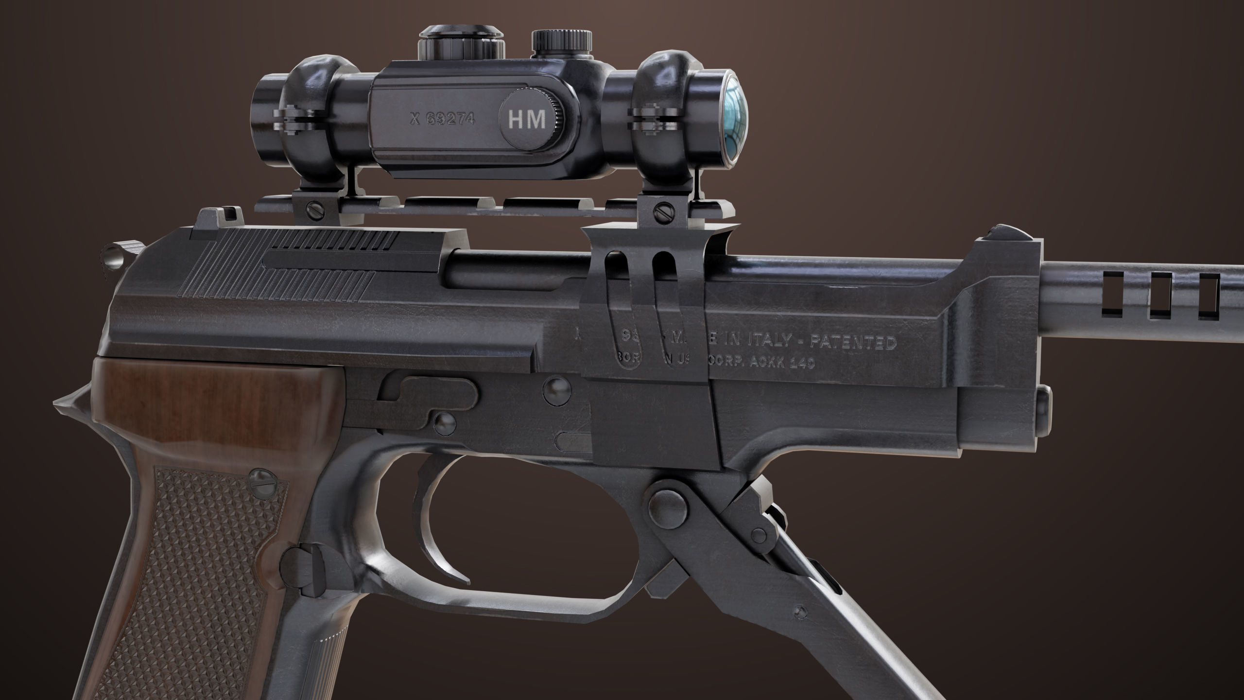 Pistol 08 Black Generic All PBR UE Textures Included Low-poly 3D model_38