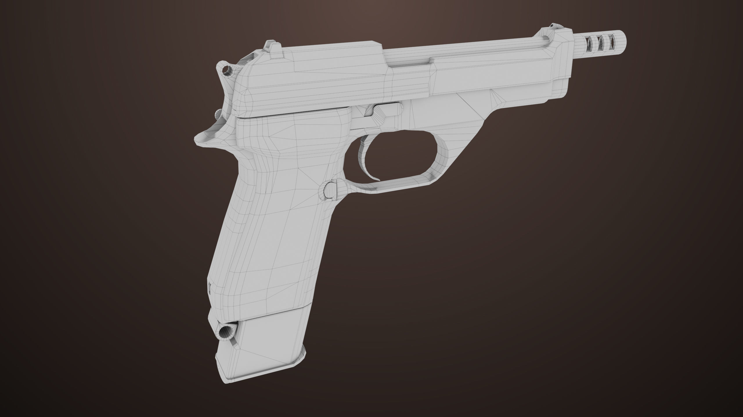 Pistol 08 Black Generic All PBR UE Textures Included Low-poly 3D model_52