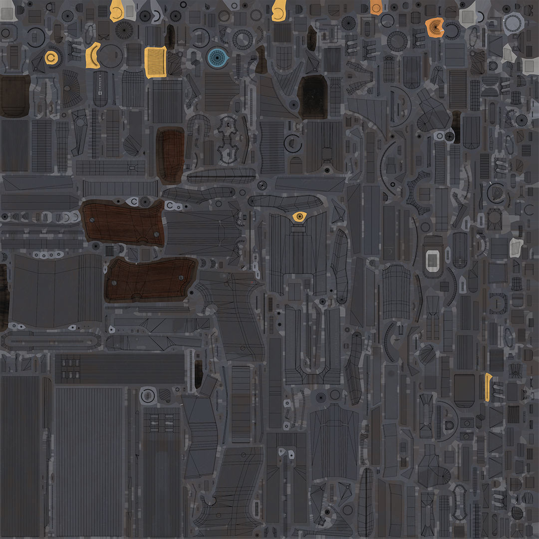 Pistol 08 Black Generic All PBR UE Textures Included Low-poly 3D model_76