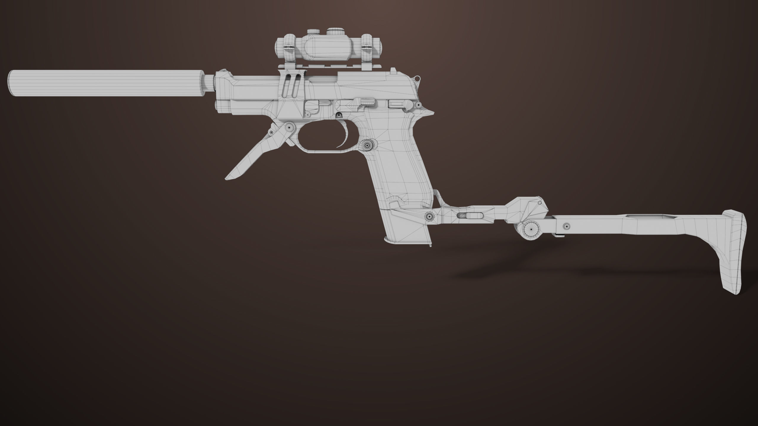 Pistol 08 Black Generic All PBR UE Textures Included Low-poly 3D model_45