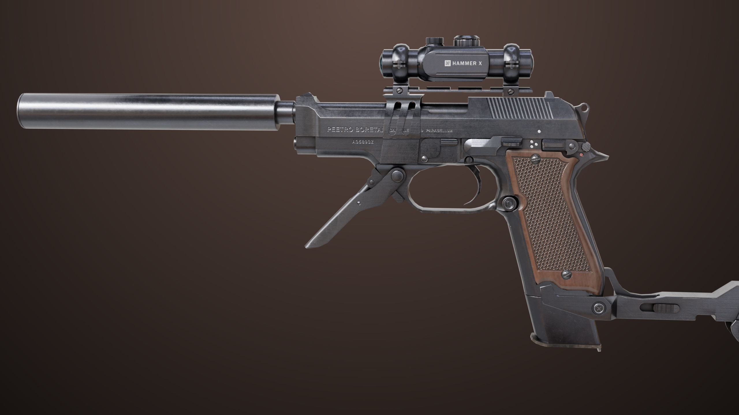 Pistol 08 Black Generic All PBR UE Textures Included Low-poly 3D model_1