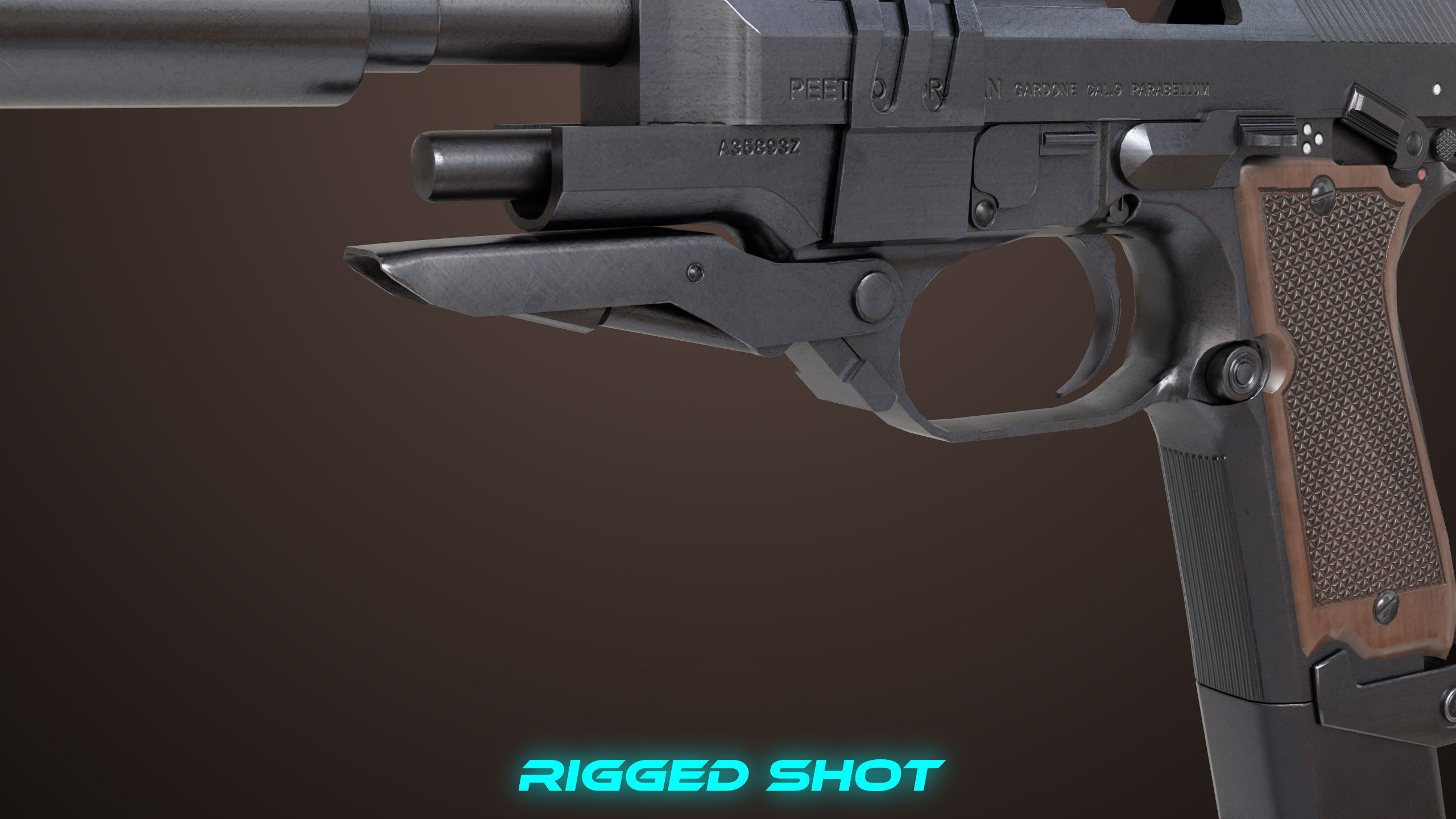 Pistol 08 Black Generic All PBR UE Textures Included Low-poly 3D model_18