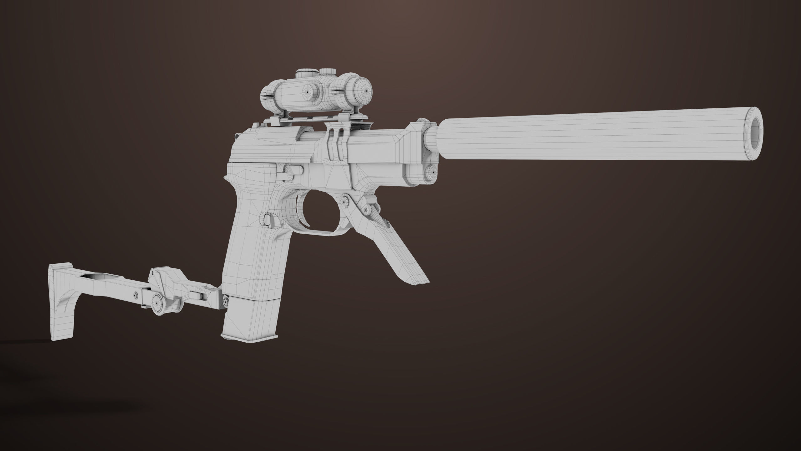 Pistol 08 Black Generic All PBR UE Textures Included Low-poly 3D model_61