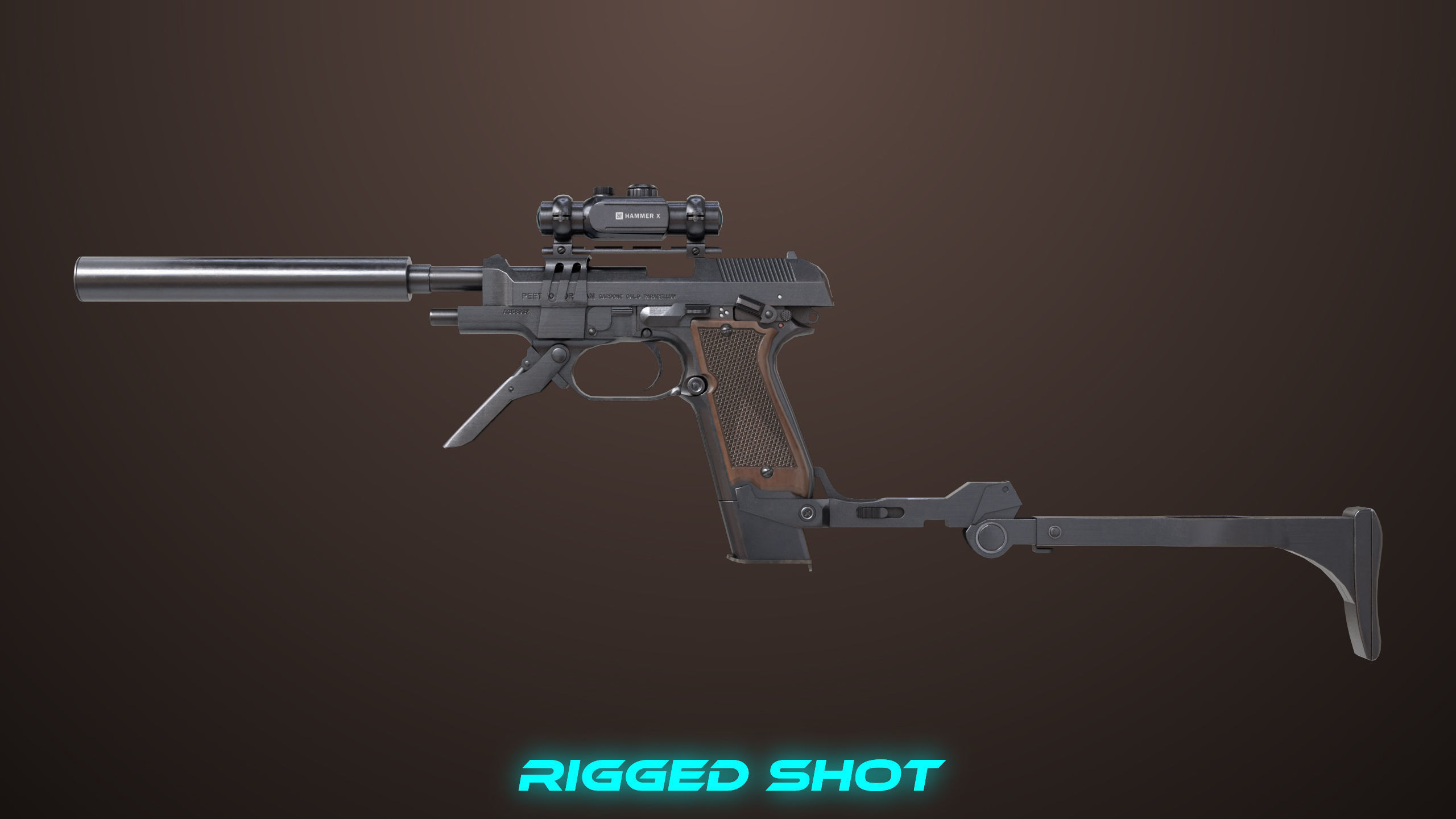 Pistol 08 Black Generic All PBR UE Textures Included Low-poly 3D model_23