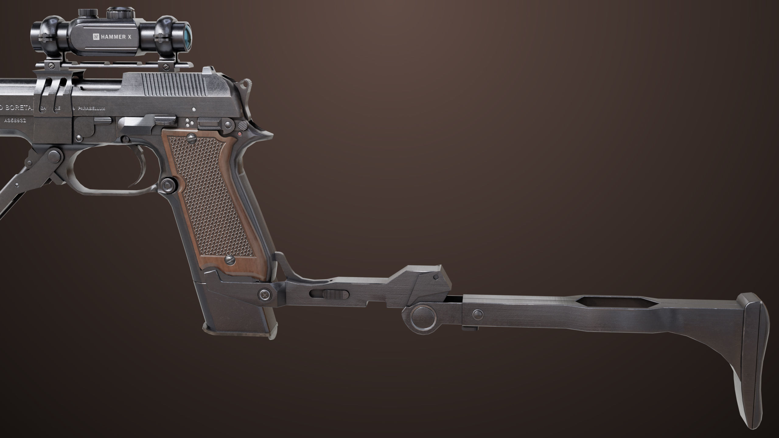 Pistol 08 Black Generic All PBR UE Textures Included Low-poly 3D model_42