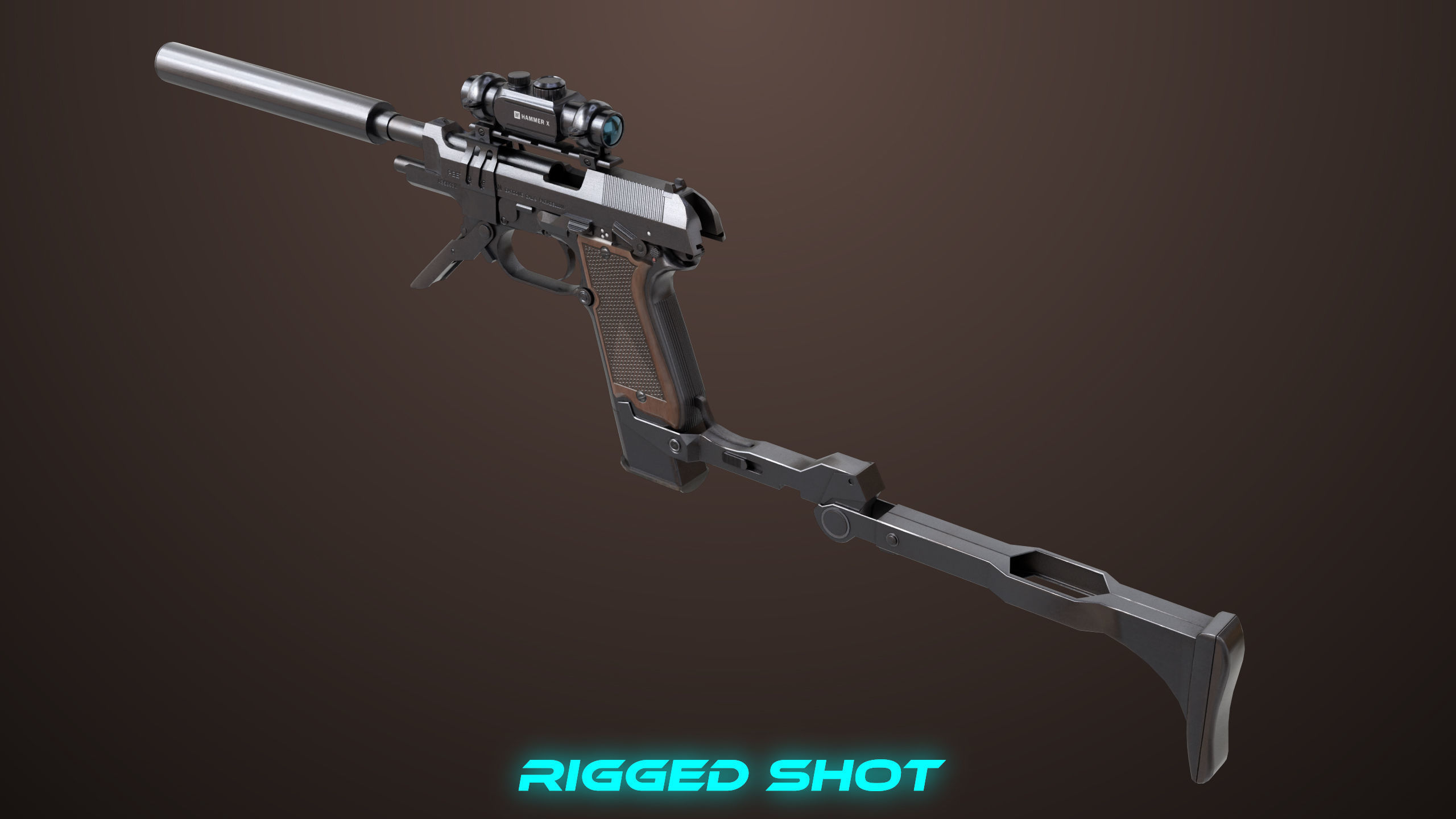 Pistol 08 Black Generic All PBR UE Textures Included Low-poly 3D model_15