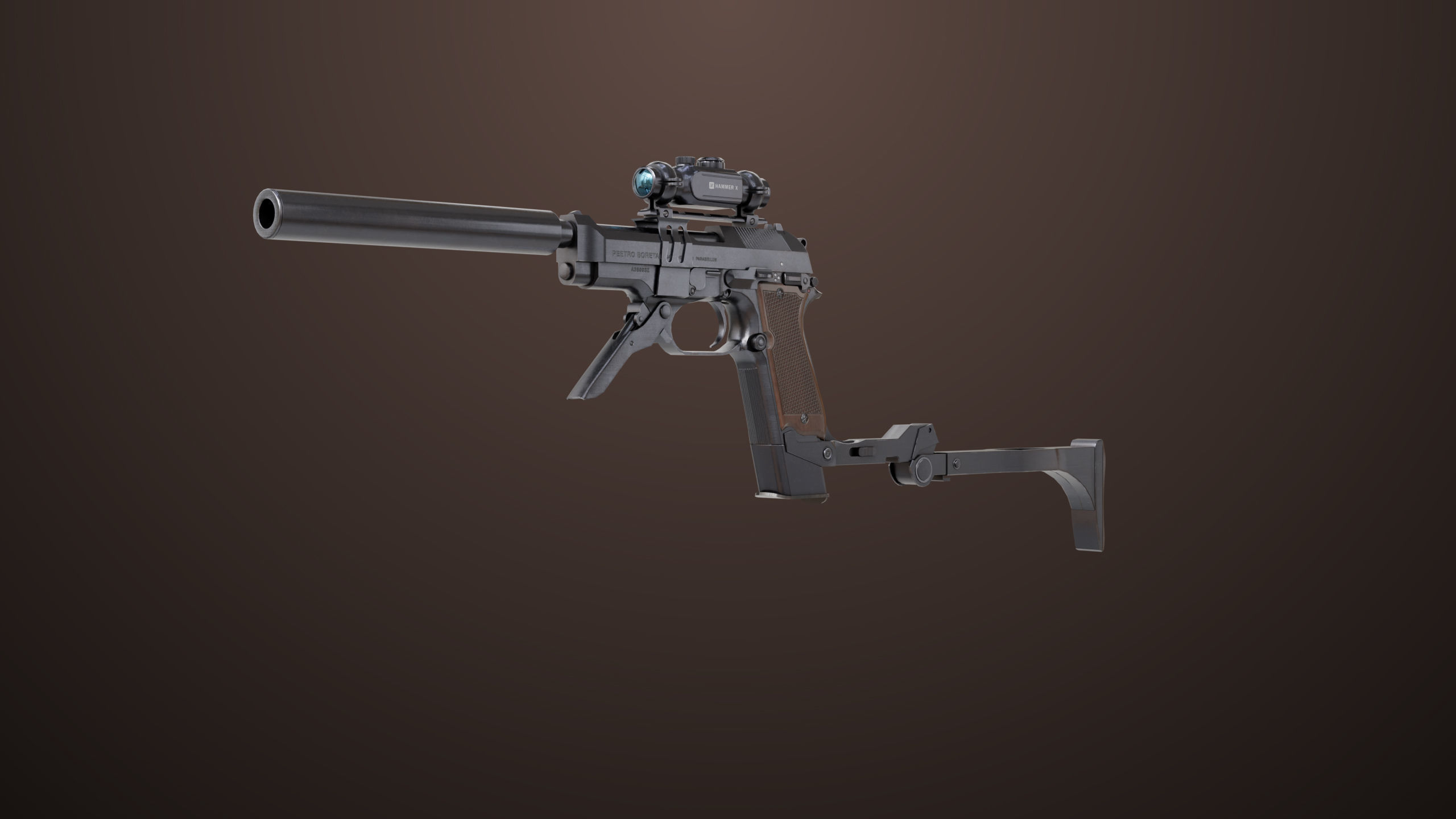 Pistol 08 Black Generic All PBR UE Textures Included Low-poly 3D model_40