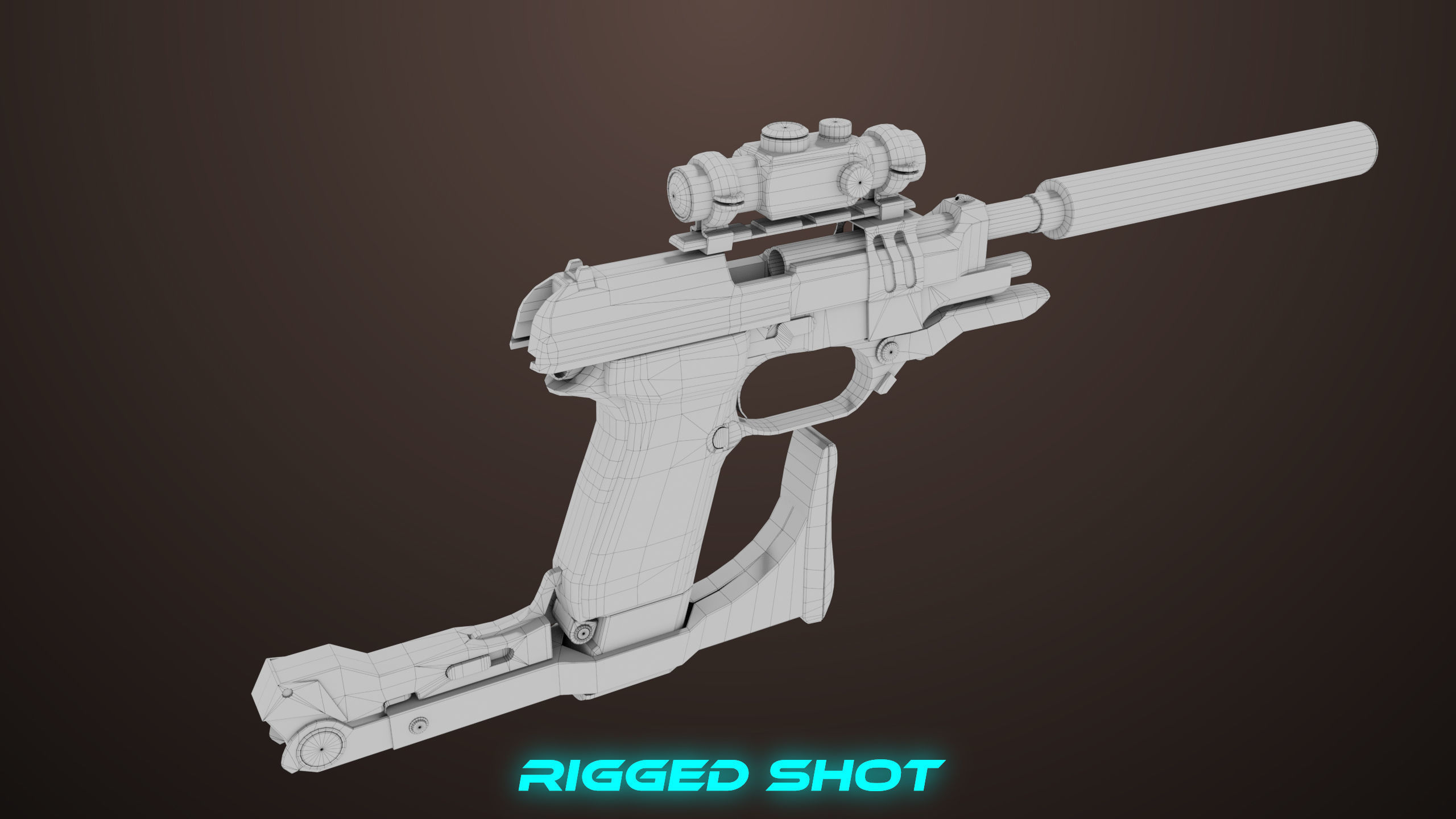 Pistol 08 Black Generic All PBR UE Textures Included Low-poly 3D model_49
