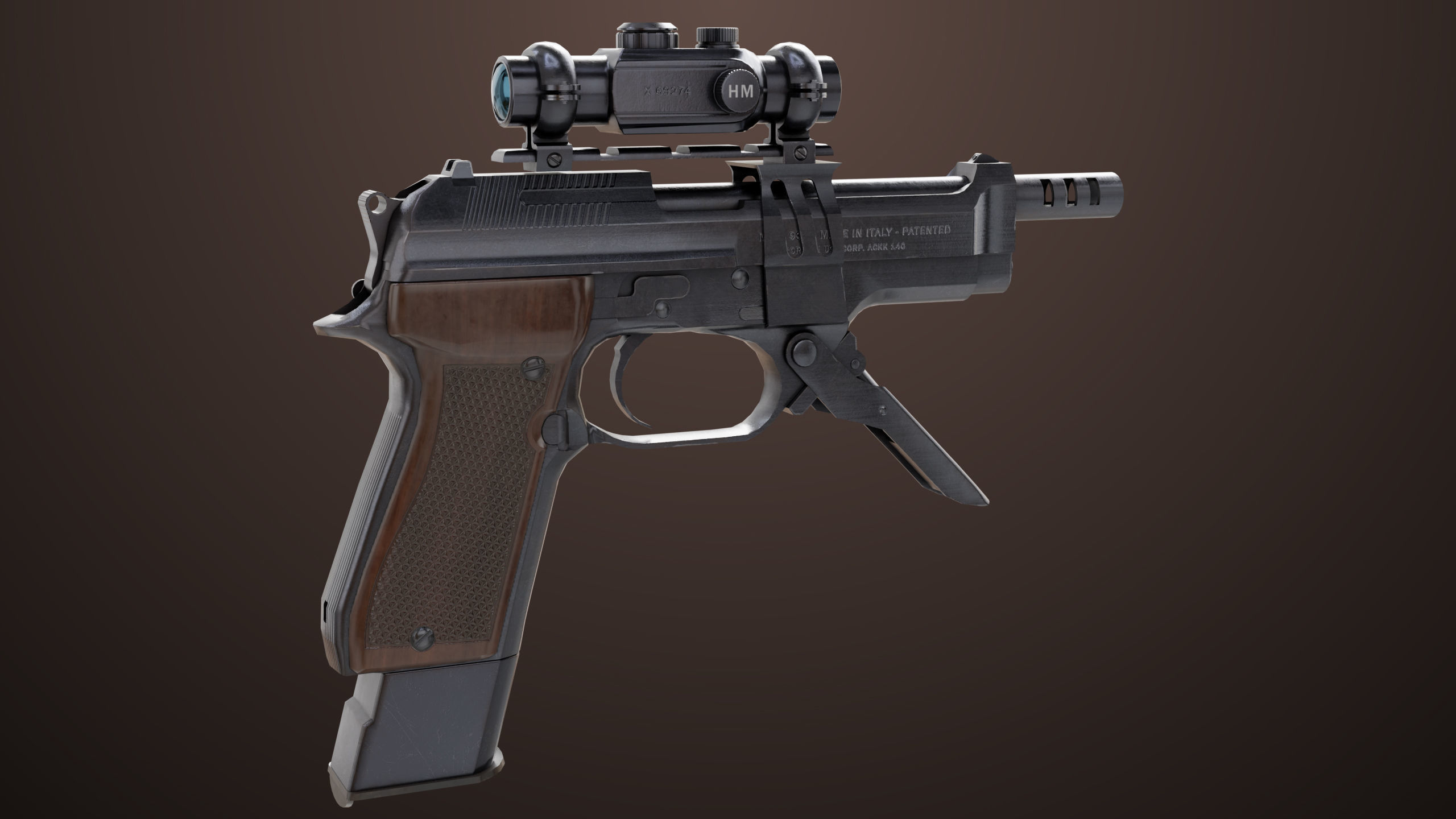 Pistol 08 Black Generic All PBR UE Textures Included Low-poly 3D model_11