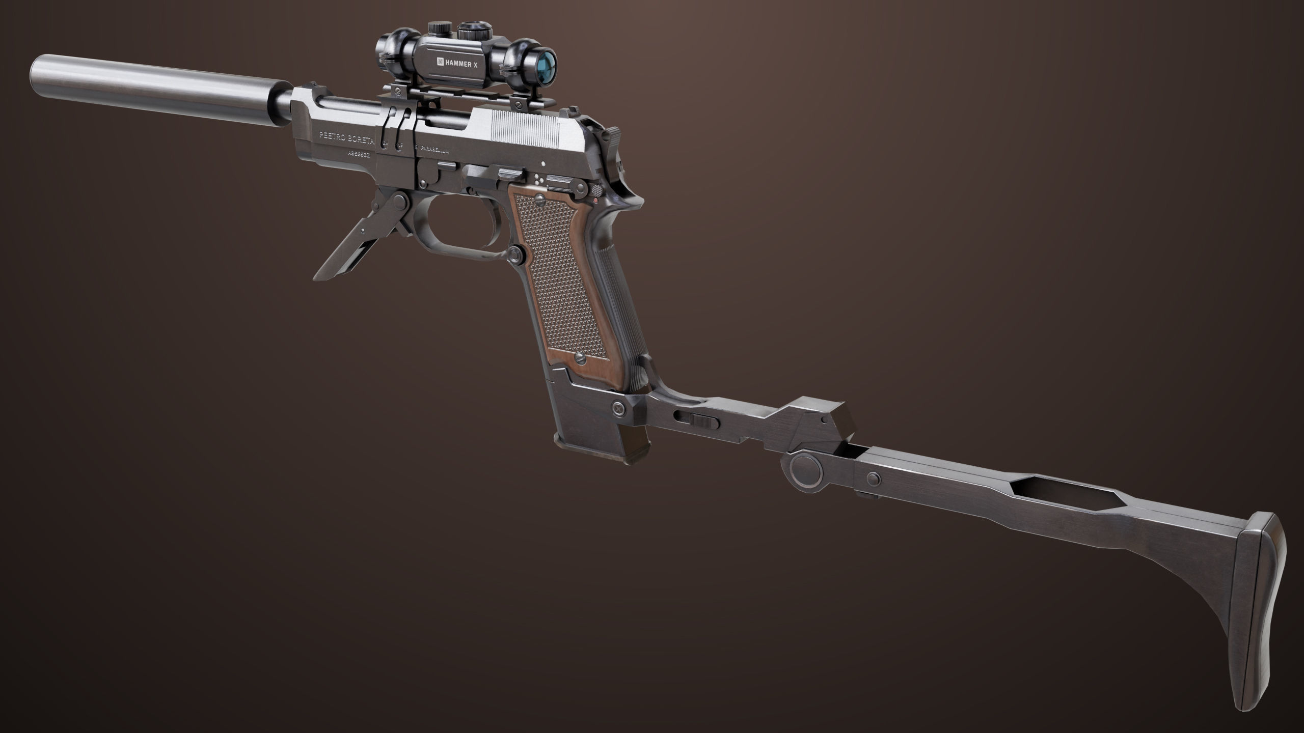 Pistol 08 Black Generic All PBR UE Textures Included Low-poly 3D model_2