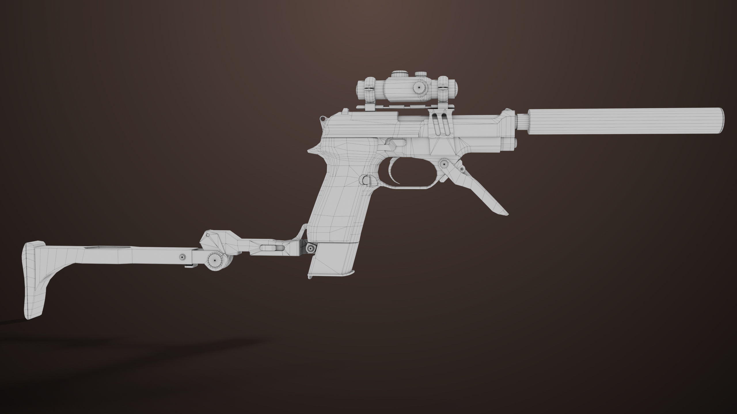 Pistol 08 Black Generic All PBR UE Textures Included Low-poly 3D model_50
