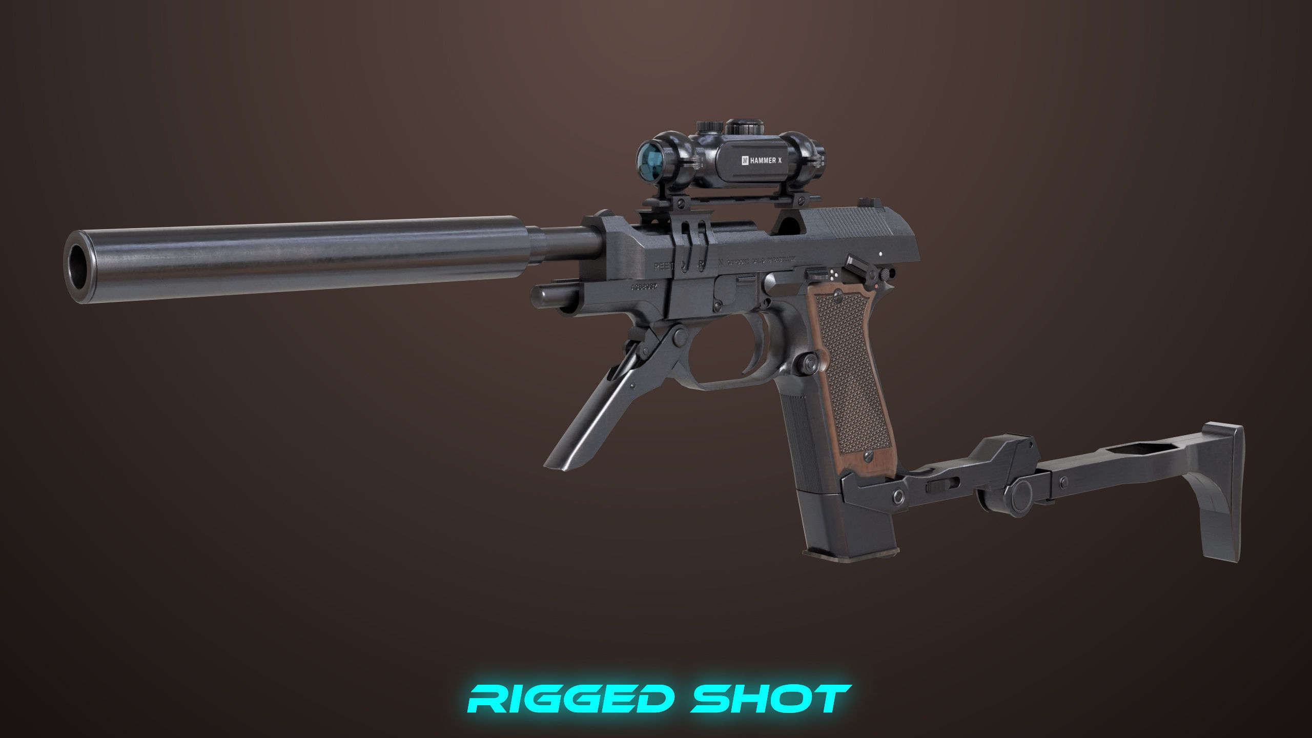 Pistol 08 Black Generic All PBR UE Textures Included Low-poly 3D model_8