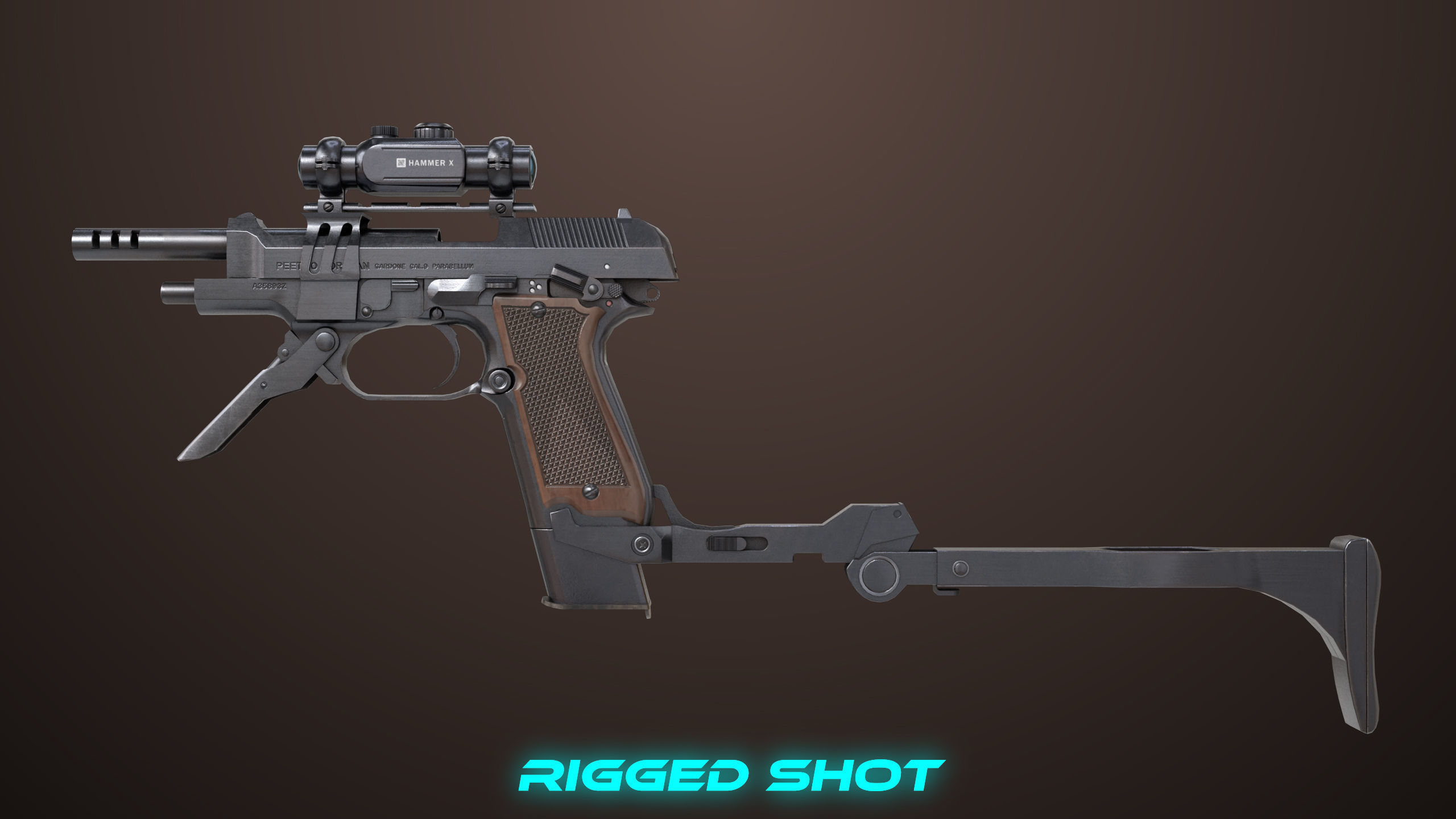 Pistol 08 Black Generic All PBR UE Textures Included Low-poly 3D model_25