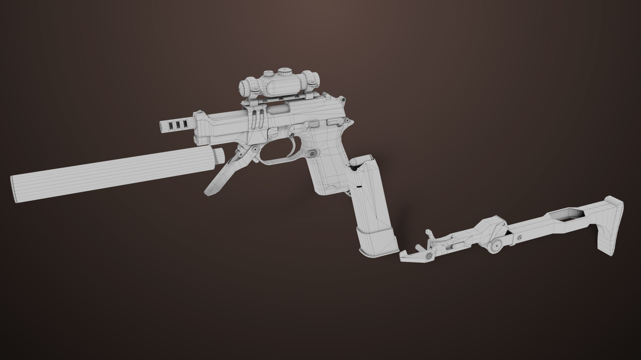 Pistol 08 Black Generic All PBR UE Textures Included Low-poly 3D model_60
