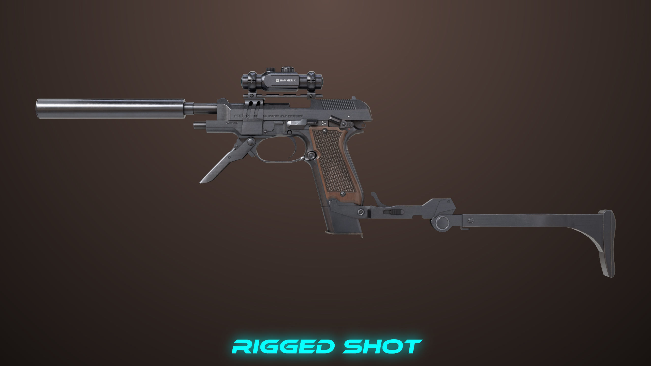 Pistol 08 Black Generic All PBR UE Textures Included Low-poly 3D model_12