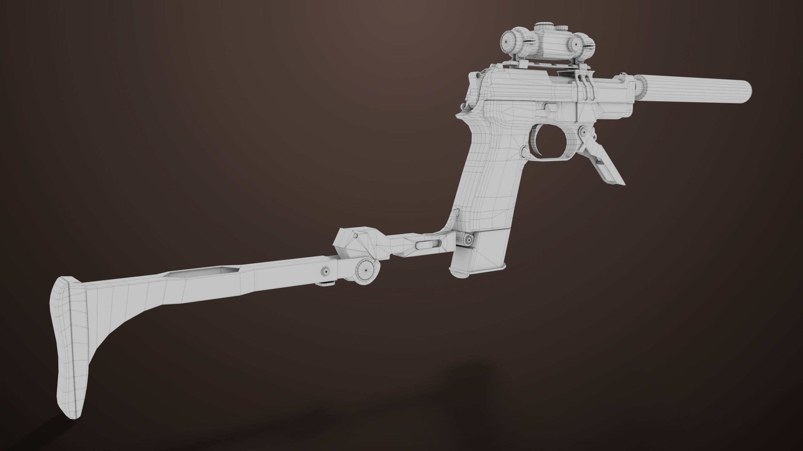 Pistol 08 Black Generic All PBR UE Textures Included Low-poly 3D model_68