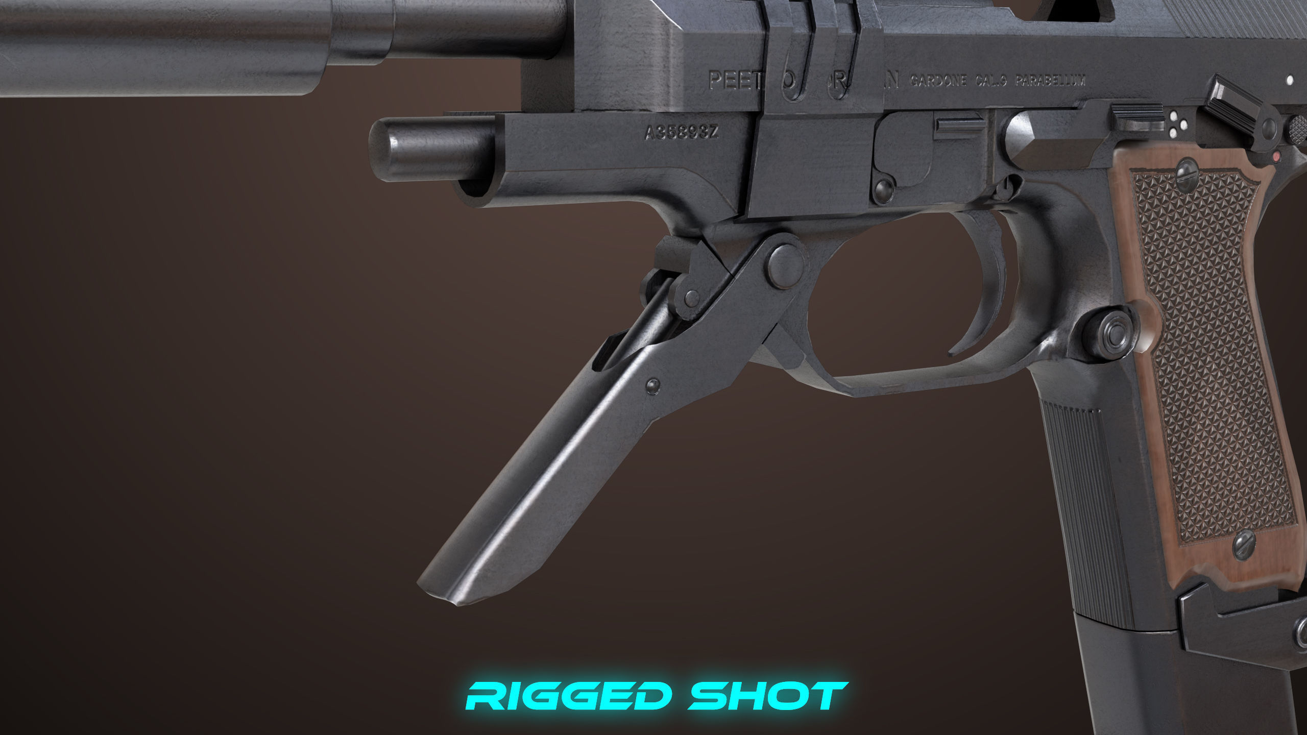 Pistol 08 Black Generic All PBR UE Textures Included Low-poly 3D model_31