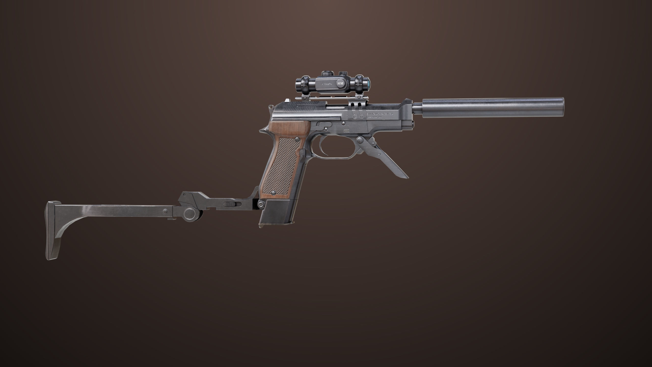 Pistol 08 Black Generic All PBR UE Textures Included Low-poly 3D model_3