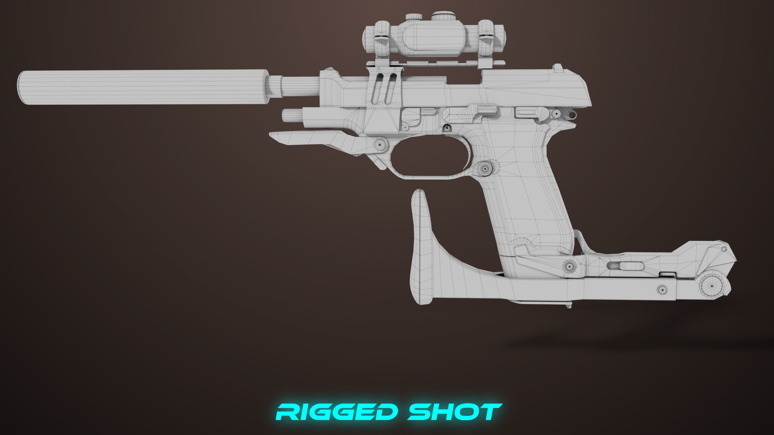 Pistol 08 Black Generic All PBR UE Textures Included Low-poly 3D model_72