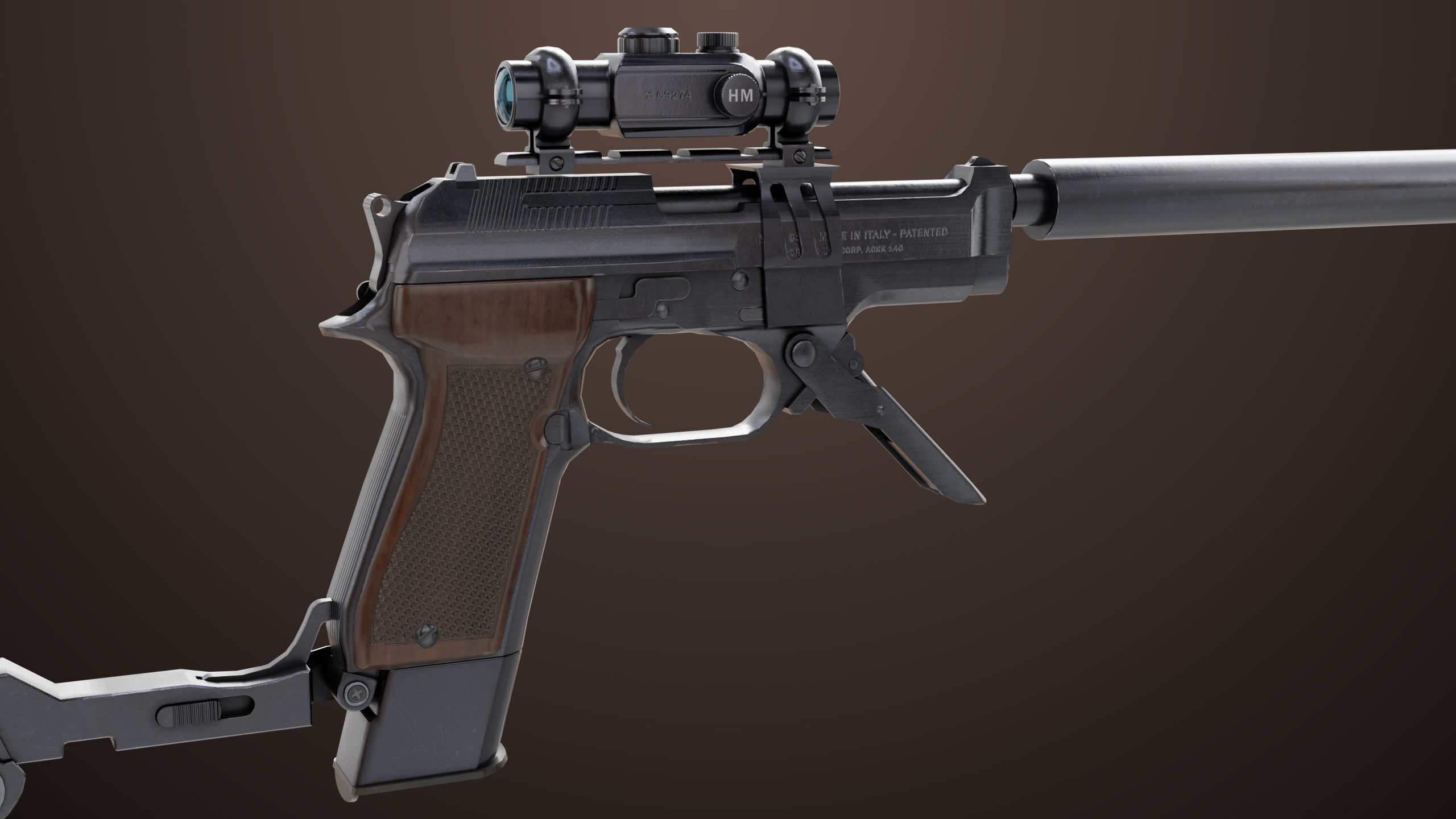 Pistol 08 Black Generic All PBR UE Textures Included Low-poly 3D model_10