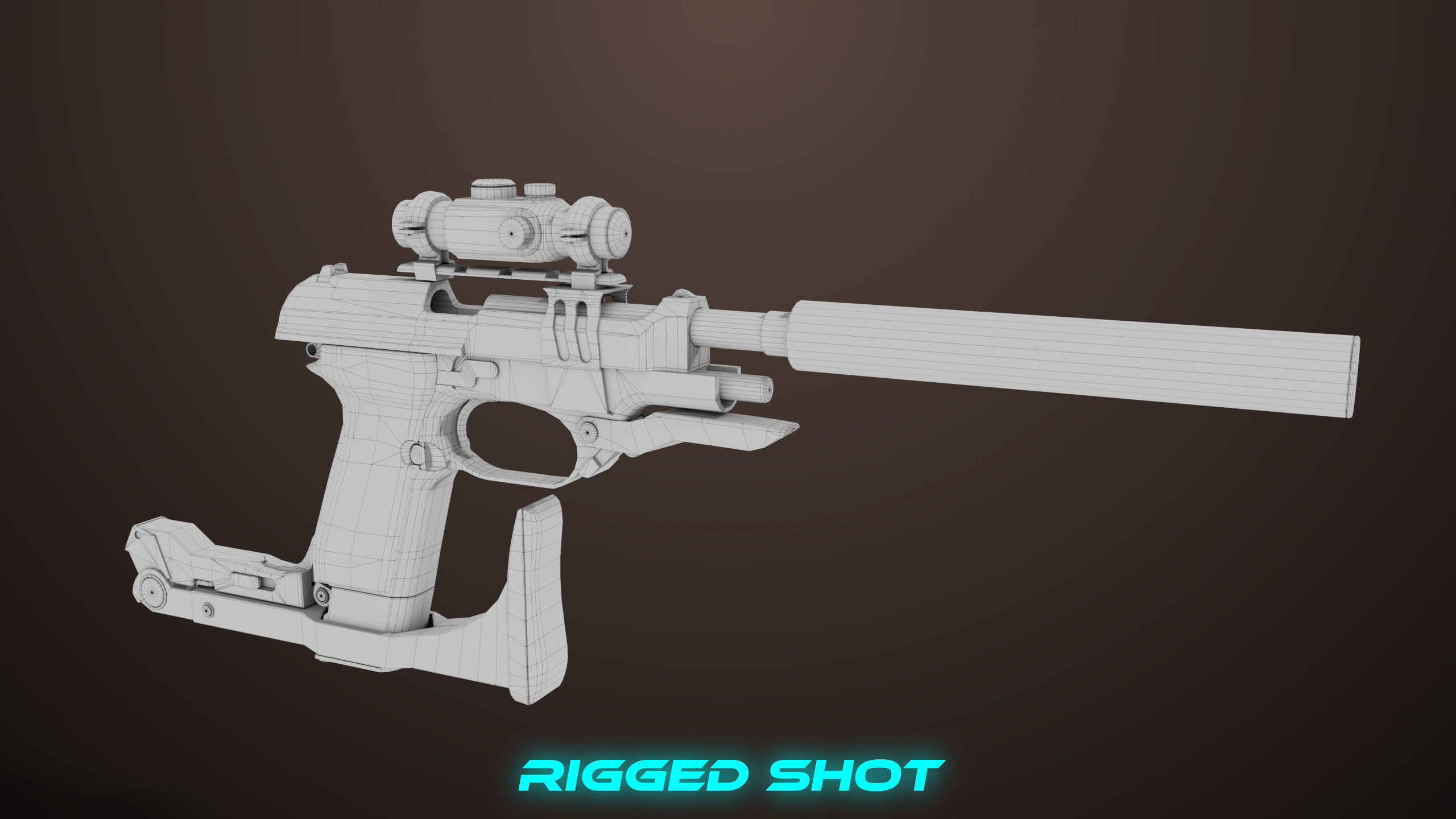 Pistol 08 Black Generic All PBR UE Textures Included Low-poly 3D model_73