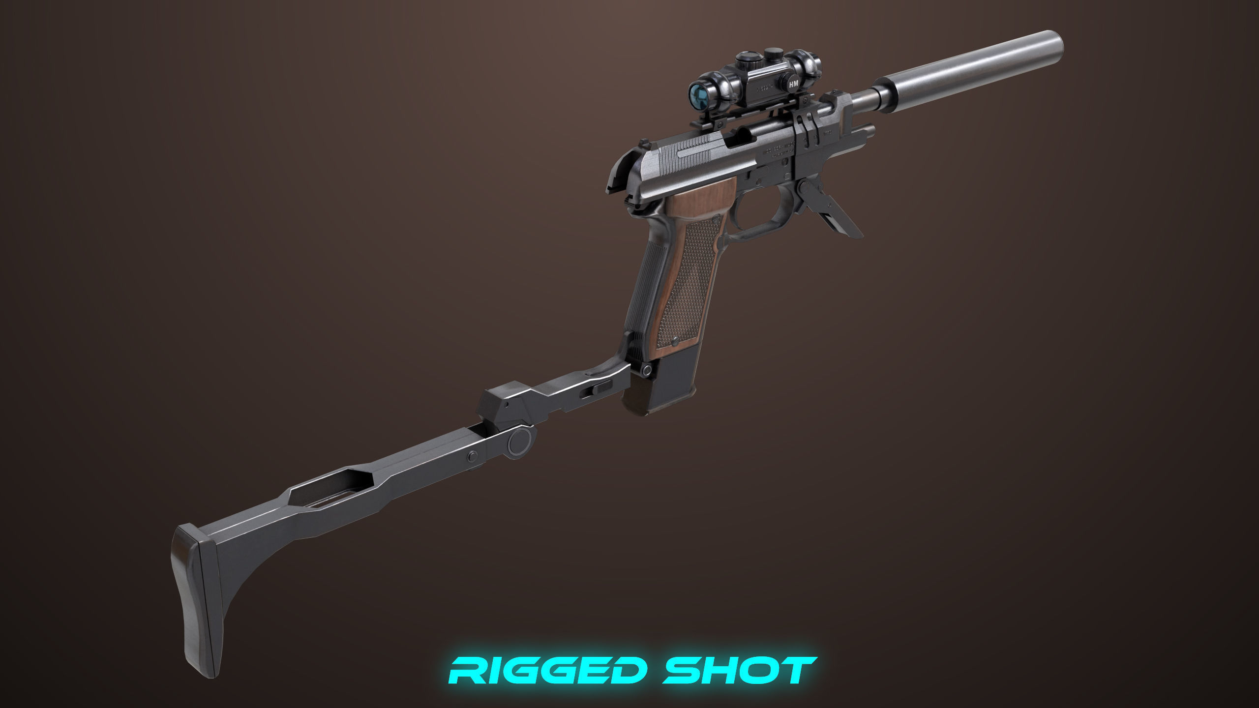 Pistol 08 Black Generic All PBR UE Textures Included Low-poly 3D model_16